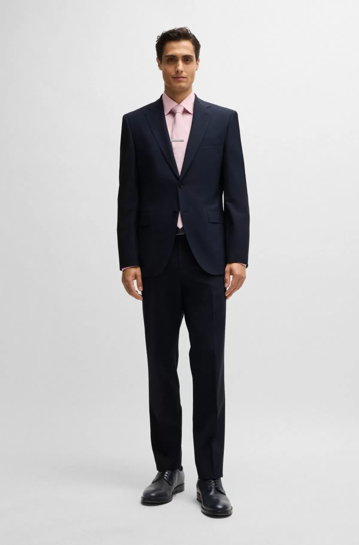HUGO BOSS Jakke Med Regular Fit I Ny Uld Med Stræk Blå New