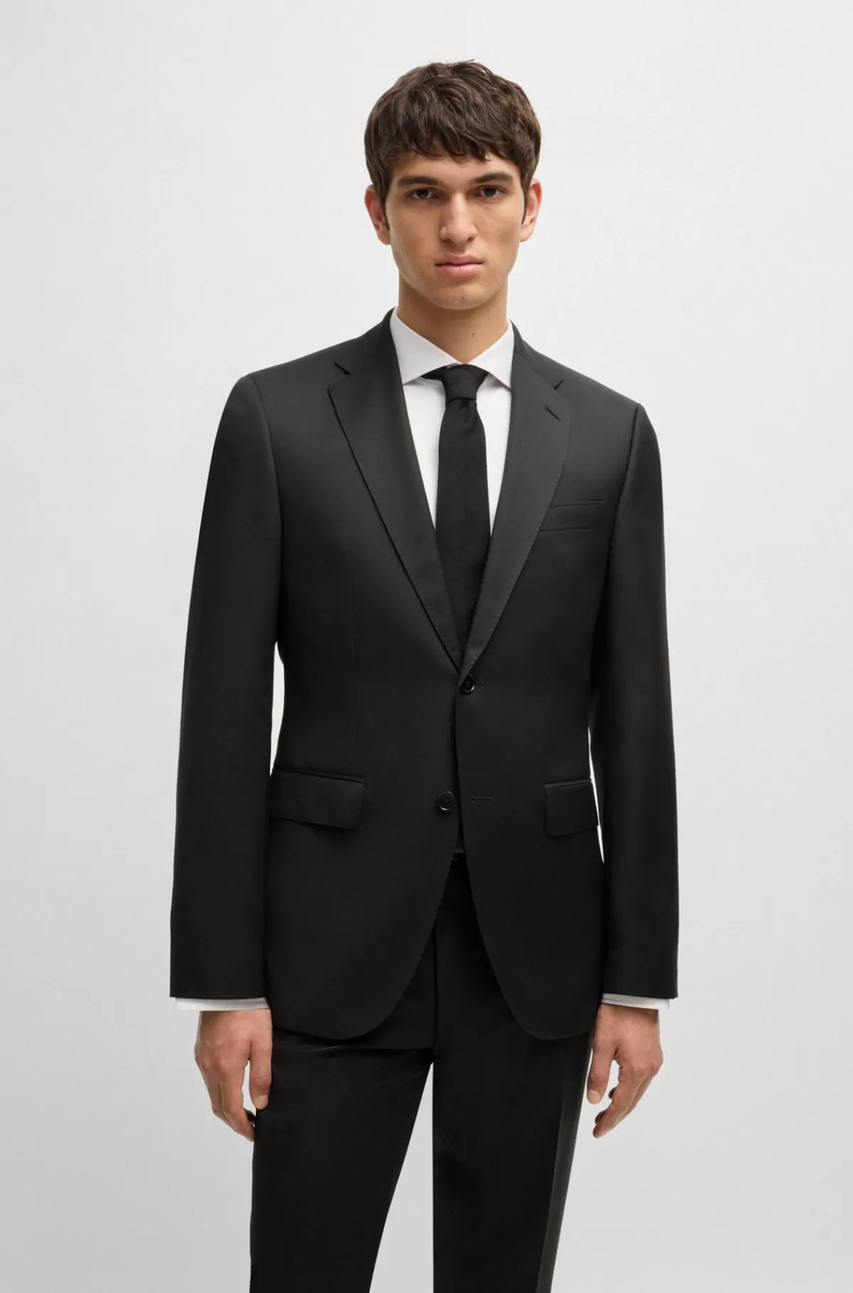 HUGO BOSS Jakke Med Regular Fit I Serge Af Ny Uld Sort Best Sale