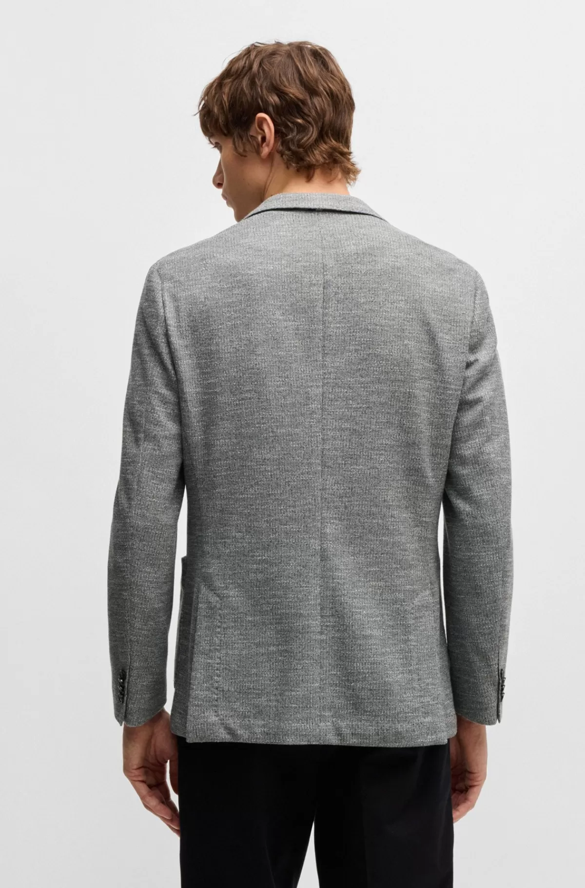 HUGO BOSS Jakke Med Regular Fit I Stof Med Stræk Og Mikromønster Grå Store