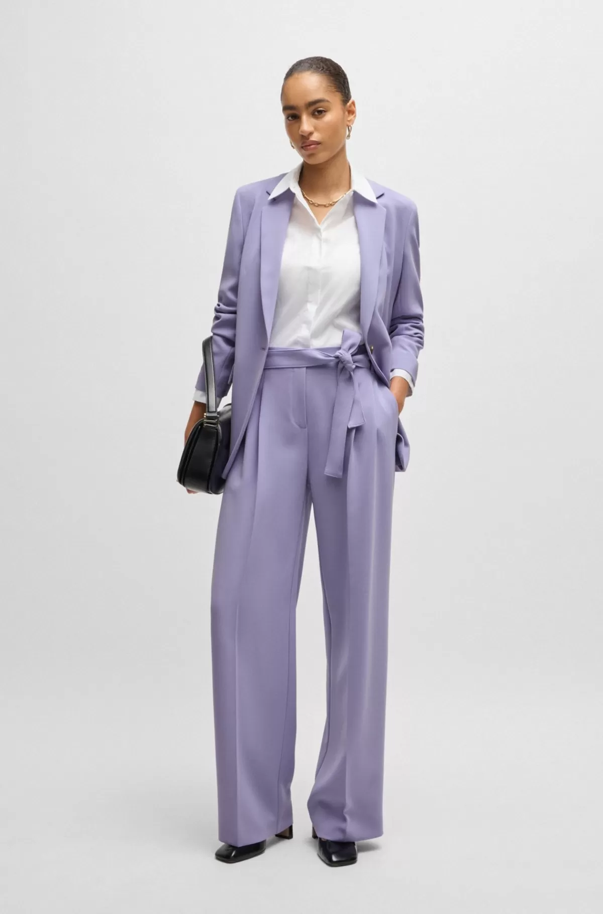 HUGO BOSS Jakke Med Regular Fit I Strygelet Japansk Crepe Lyslilla Best Sale