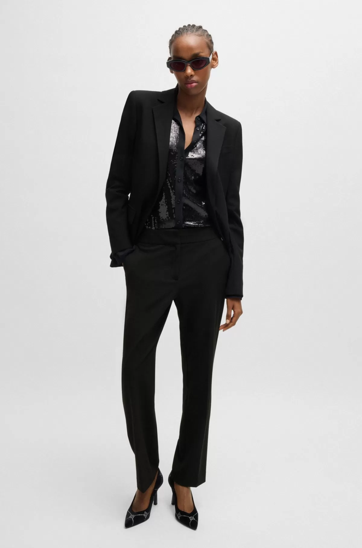 HUGO BOSS Jakke Med Regular Fit Og Lukning Med Enkelt Knap Sort Flash Sale