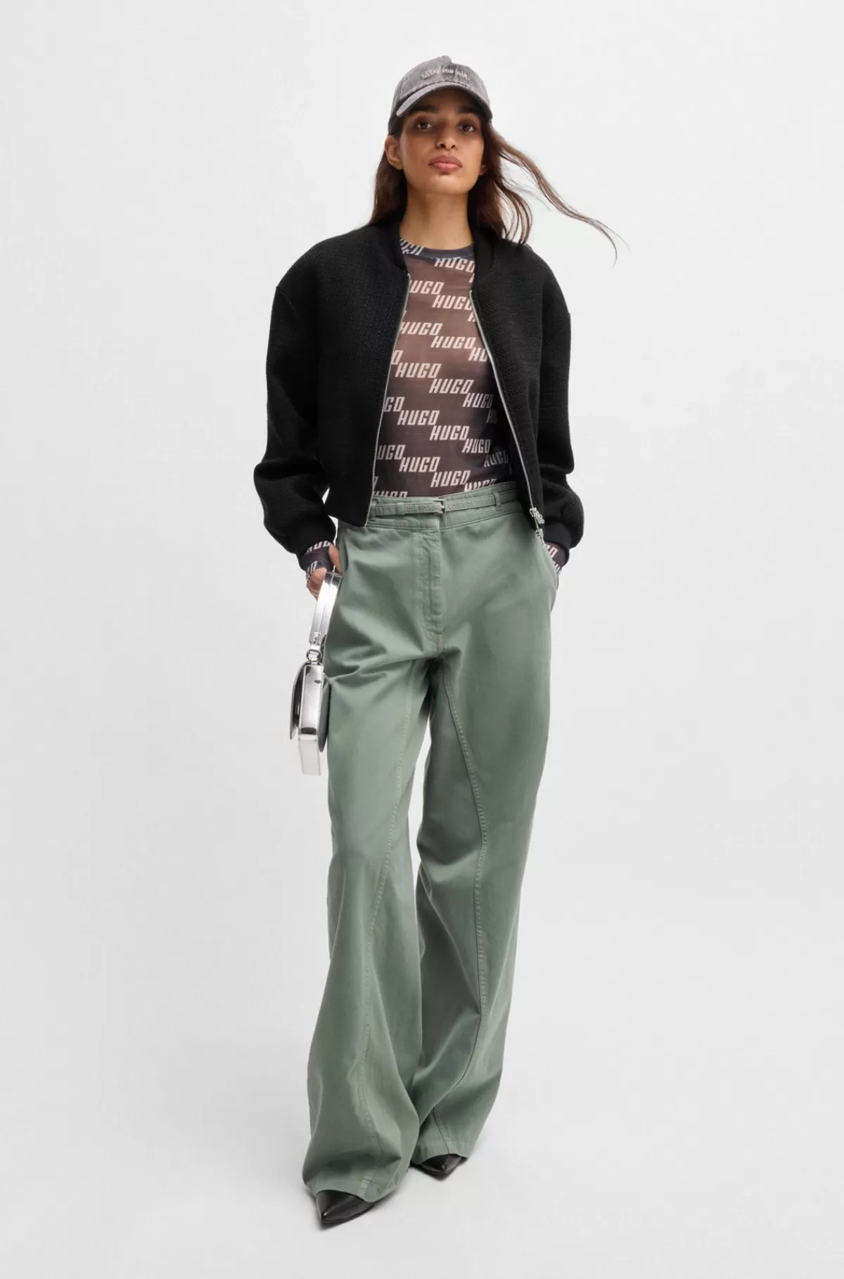HUGO BOSS Jakke Med Relaxed Fit I Bouclé Af Bomuldsblanding Sort Shop
