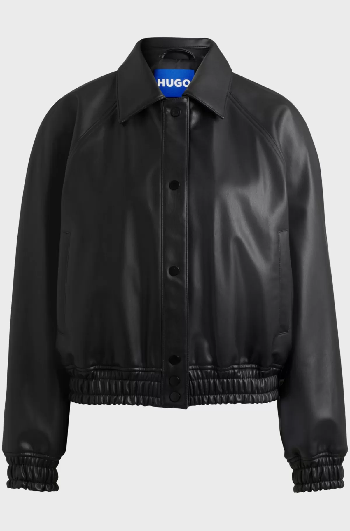 HUGO BOSS Jakke Med Relaxed Fit I Imiteret Læder Med Logo Bagpå Sort Flash Sale