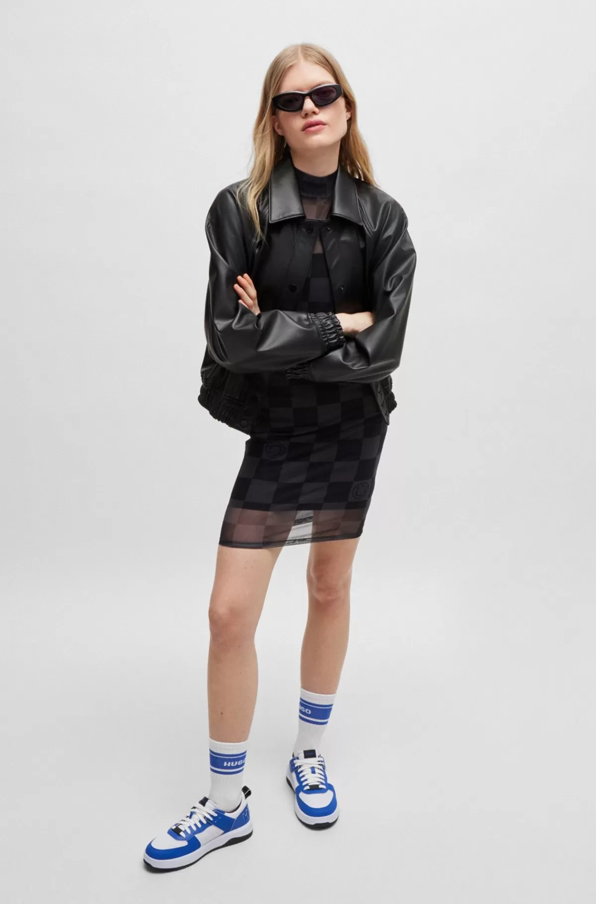 HUGO BOSS Jakke Med Relaxed Fit I Imiteret Læder Med Logo Bagpå Sort Flash Sale