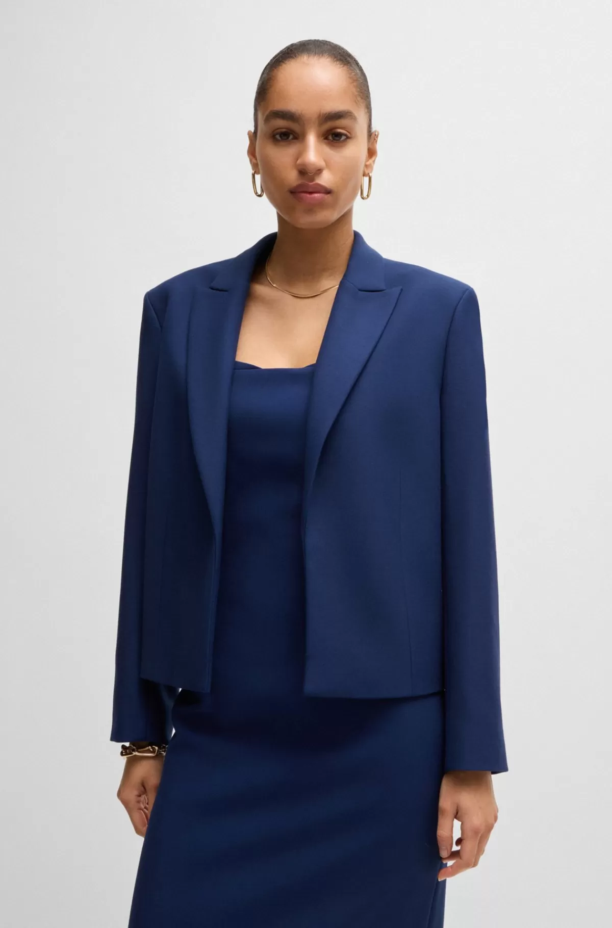 HUGO BOSS Jakke Med Relaxed Fit Og åbent Forstykke Blå Best