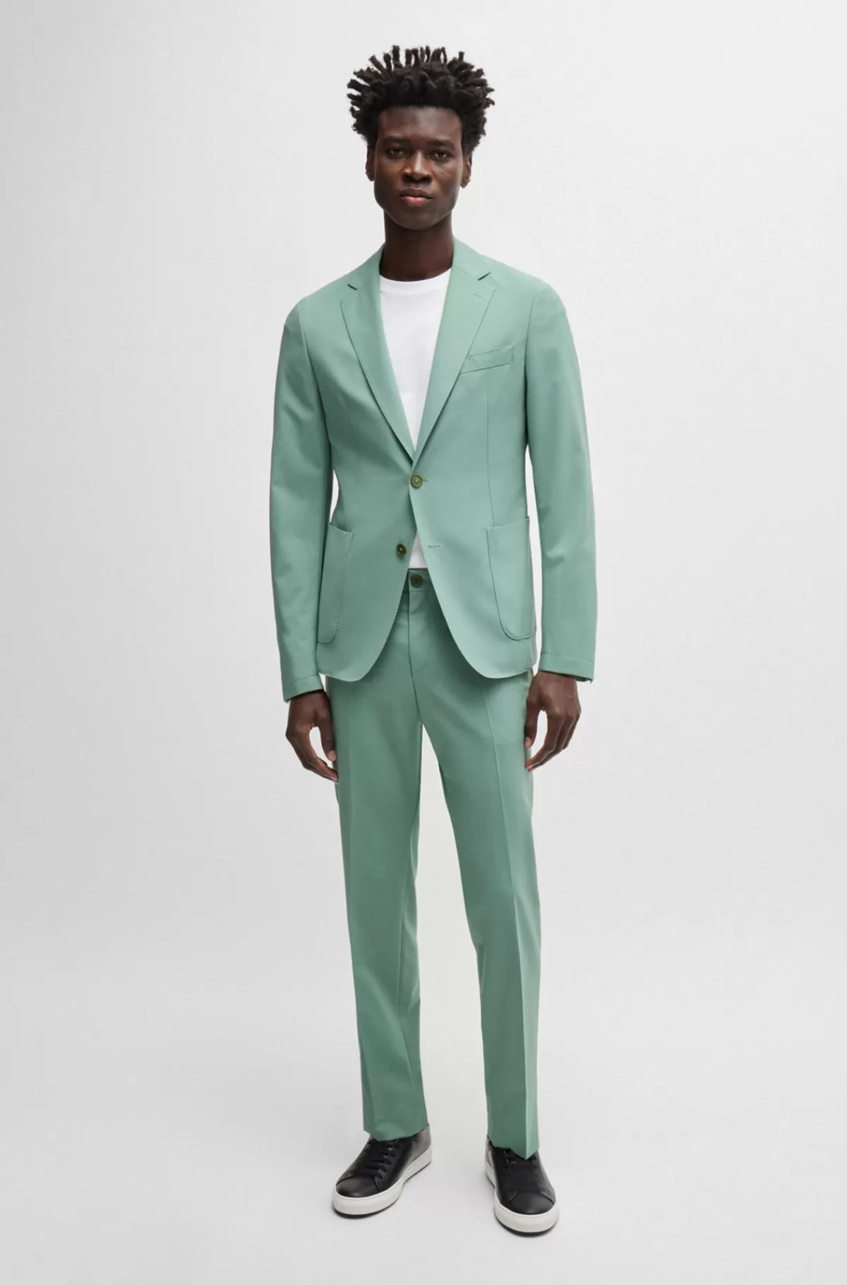 HUGO BOSS Jakke Med Slim Fit I En Uldblanding Af Performance-stof Med Stræk Lysegrøn Shop
