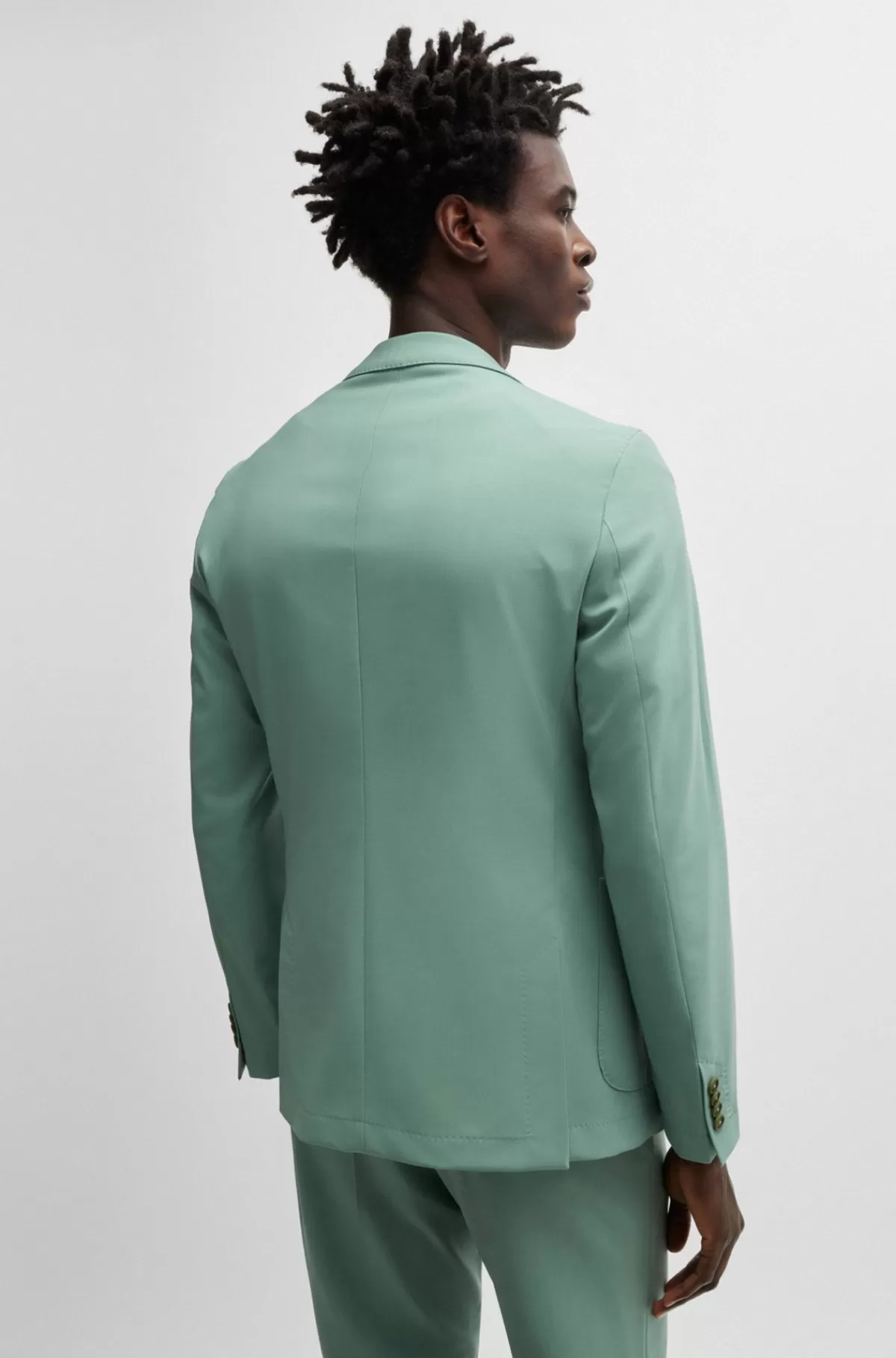 HUGO BOSS Jakke Med Slim Fit I En Uldblanding Af Performance-stof Med Stræk Lysegrøn Shop