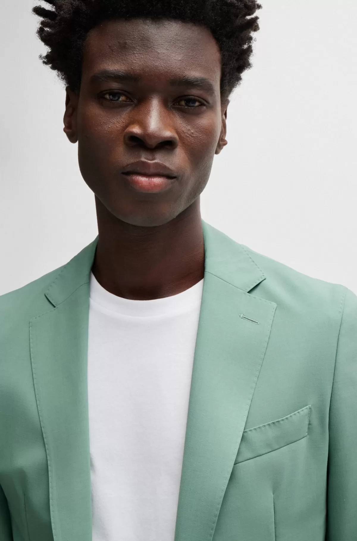 HUGO BOSS Jakke Med Slim Fit I En Uldblanding Af Performance-stof Med Stræk Lysegrøn Shop