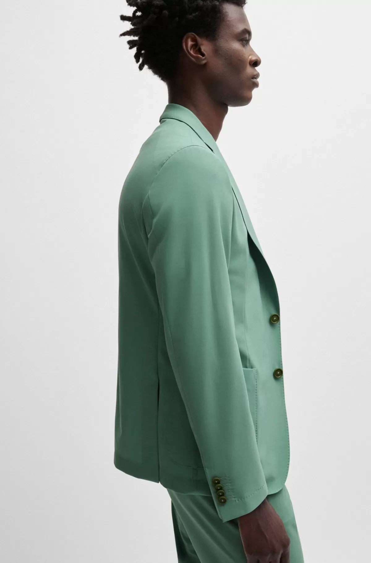 HUGO BOSS Jakke Med Slim Fit I En Uldblanding Af Performance-stof Med Stræk Lysegrøn Shop