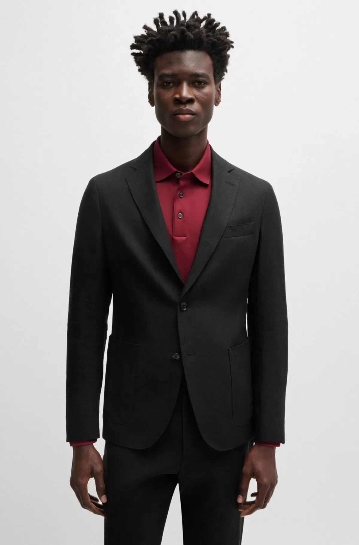 HUGO BOSS Jakke Med Slim Fit I Hør Sort Cheap