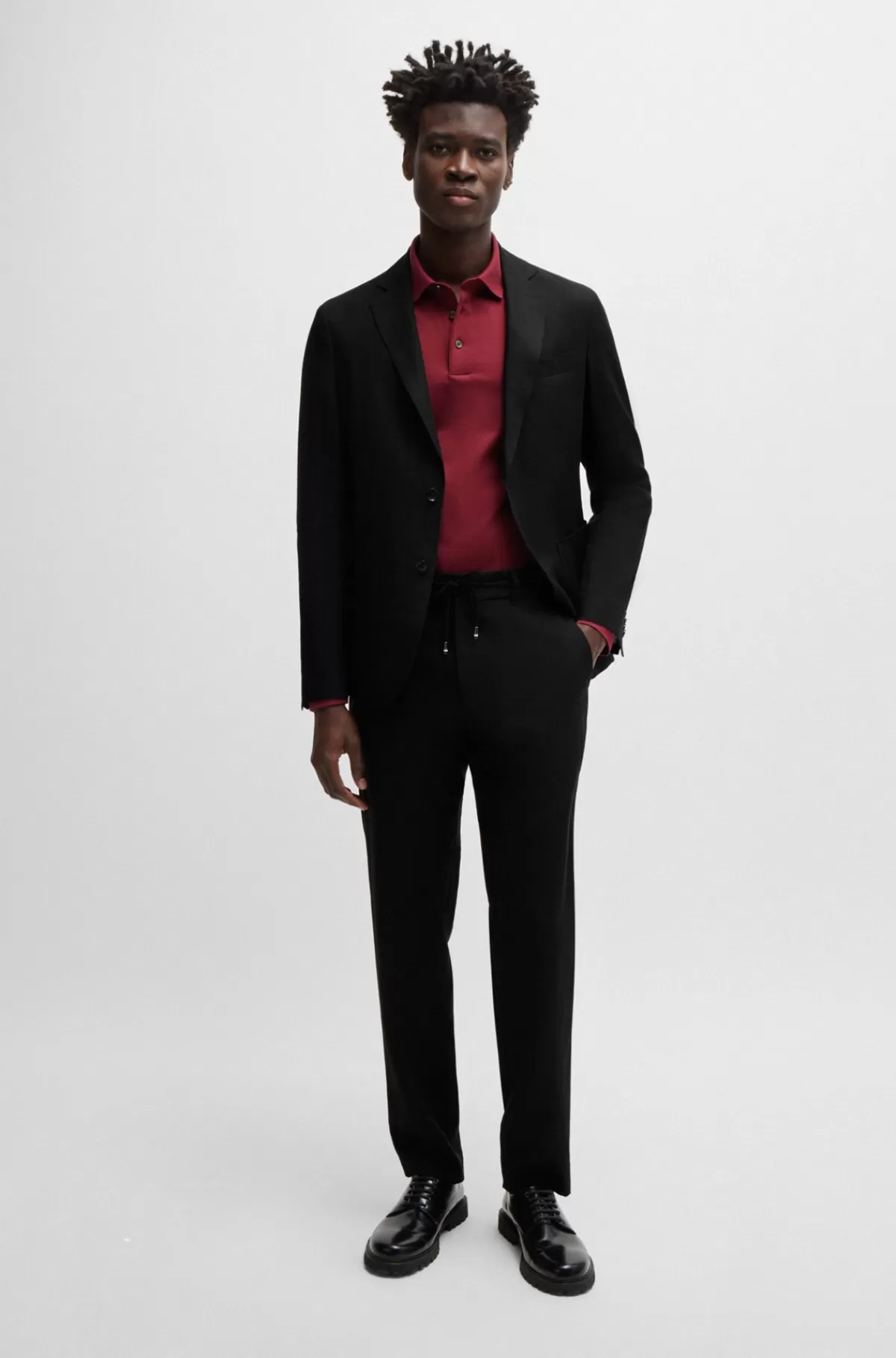 HUGO BOSS Jakke Med Slim Fit I Hør Sort Cheap