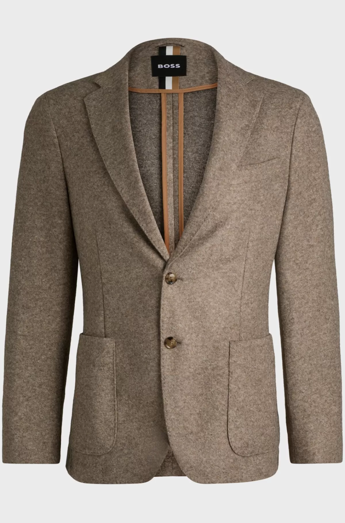 HUGO BOSS Jakke Med Slim Fit I Jersey Med Uld Og Stræk Beige New