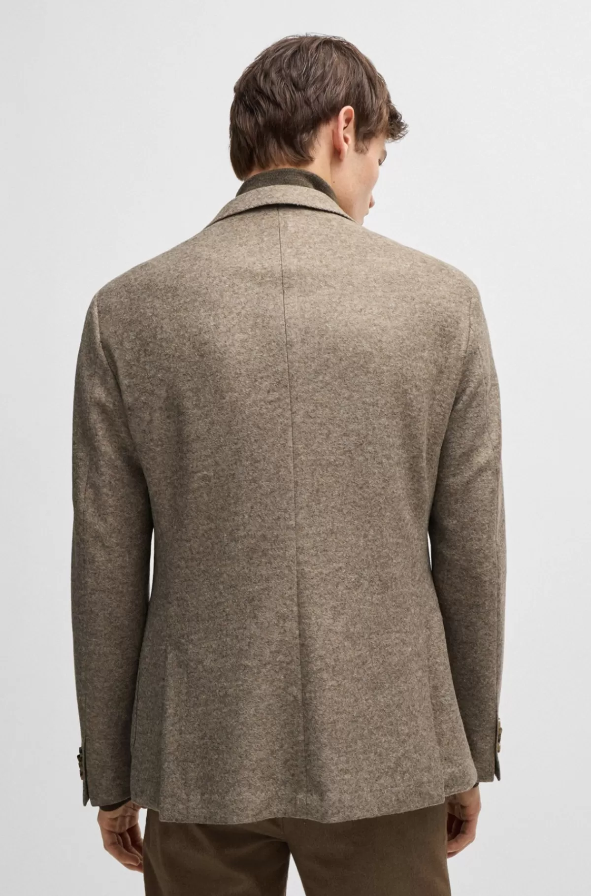 HUGO BOSS Jakke Med Slim Fit I Jersey Med Uld Og Stræk Beige New