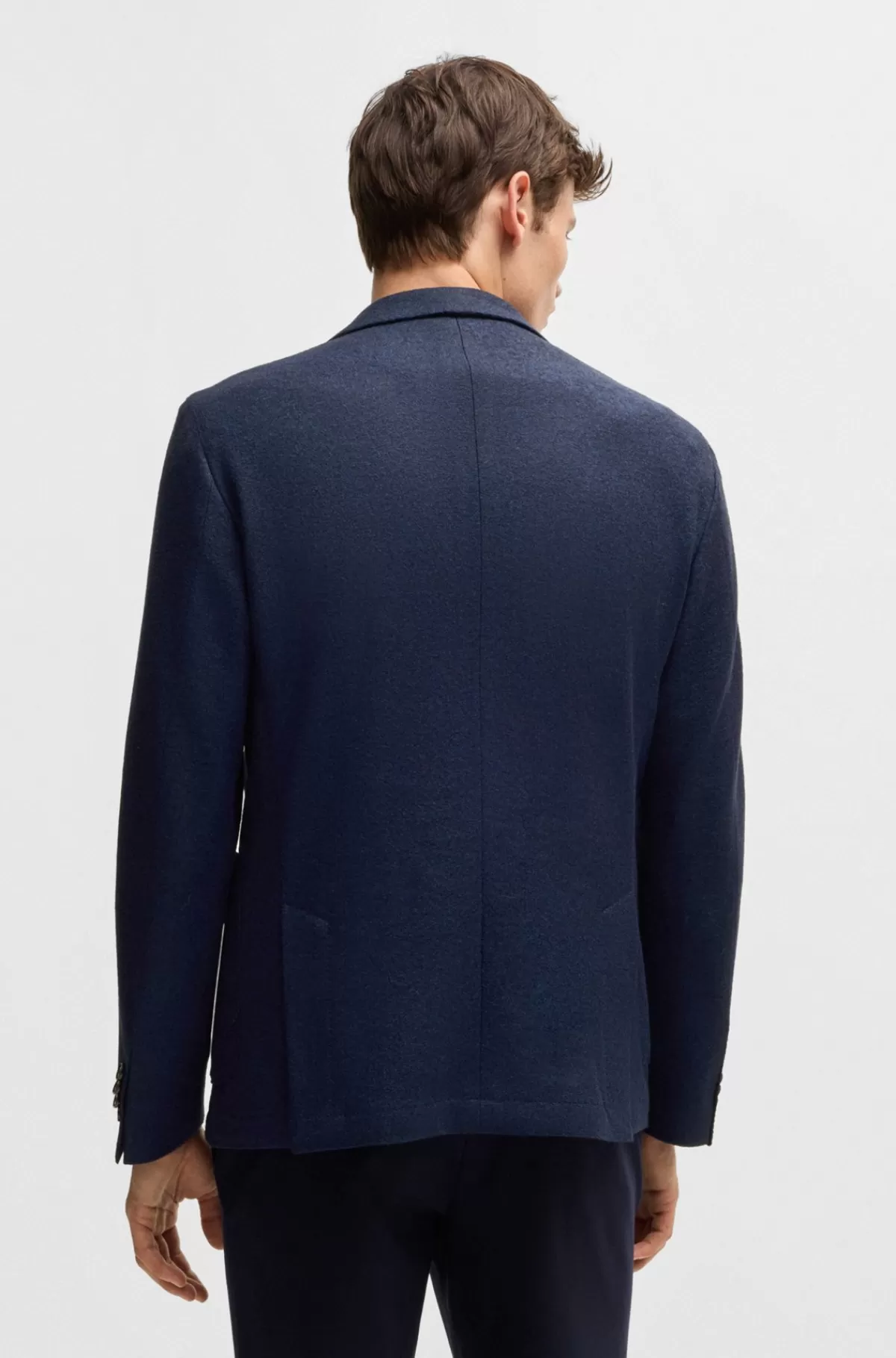 HUGO BOSS Jakke Med Slim Fit I Jersey Med Uld Og Stræk Mørkeblå Shop