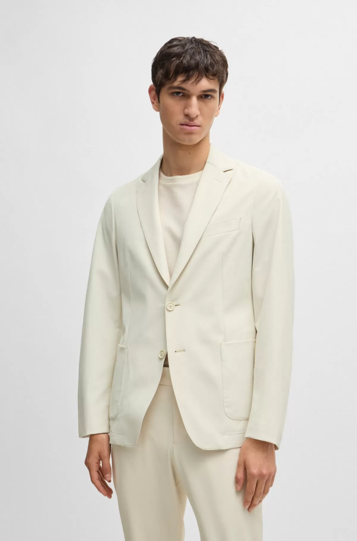 HUGO BOSS Jakke Med Slim Fit I Krølresistent Performance-stof Med Stræk Hvid Shop