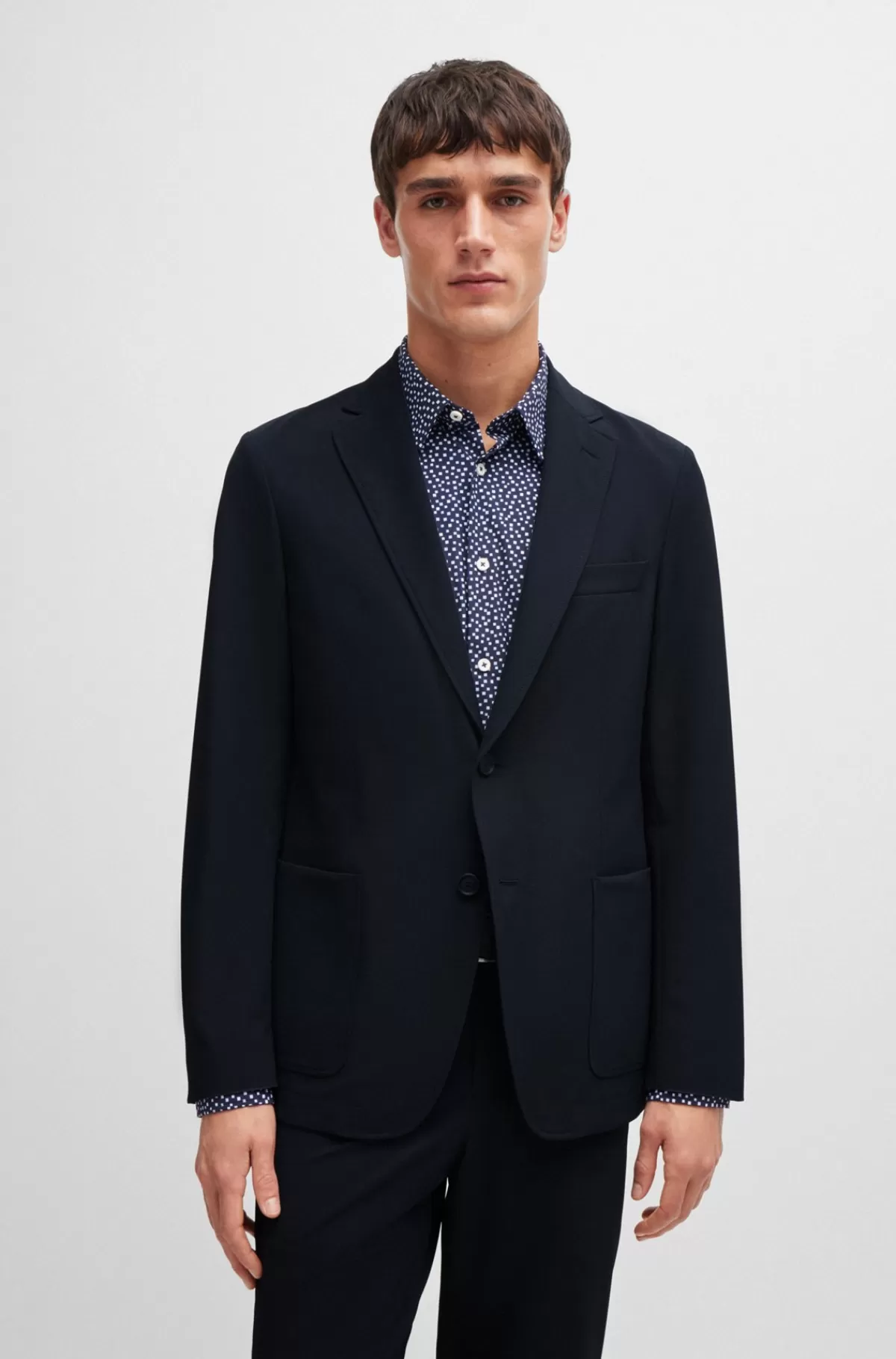 HUGO BOSS Jakke Med Slim Fit I Krølresistent Performance-stof Med Stræk Mørkeblå Discount