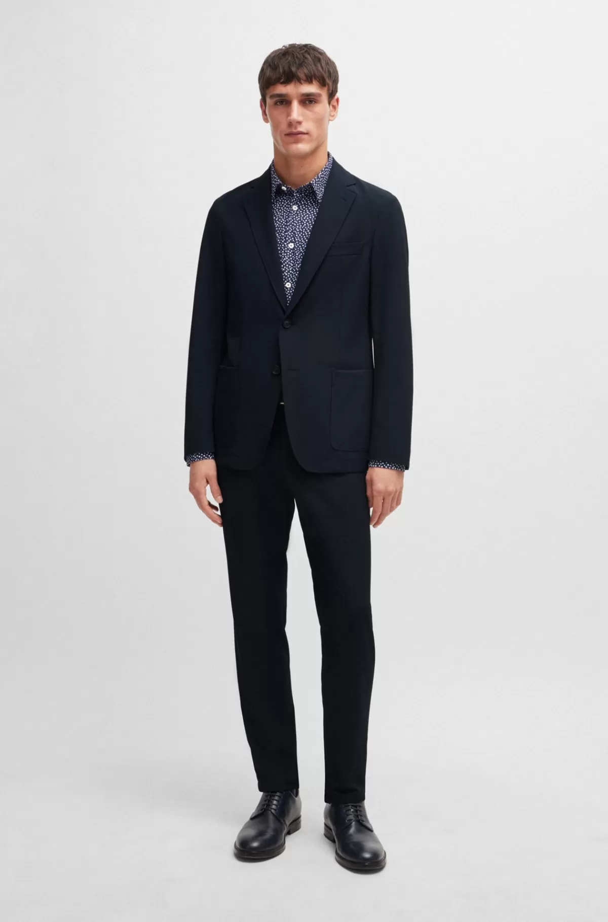 HUGO BOSS Jakke Med Slim Fit I Krølresistent Performance-stof Med Stræk Mørkeblå Discount
