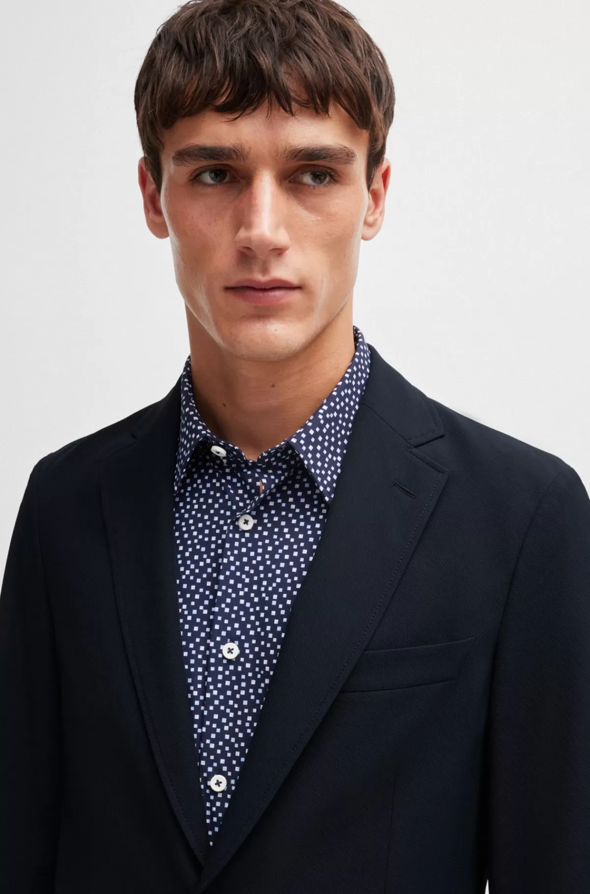 HUGO BOSS Jakke Med Slim Fit I Krølresistent Performance-stof Med Stræk Mørkeblå Discount