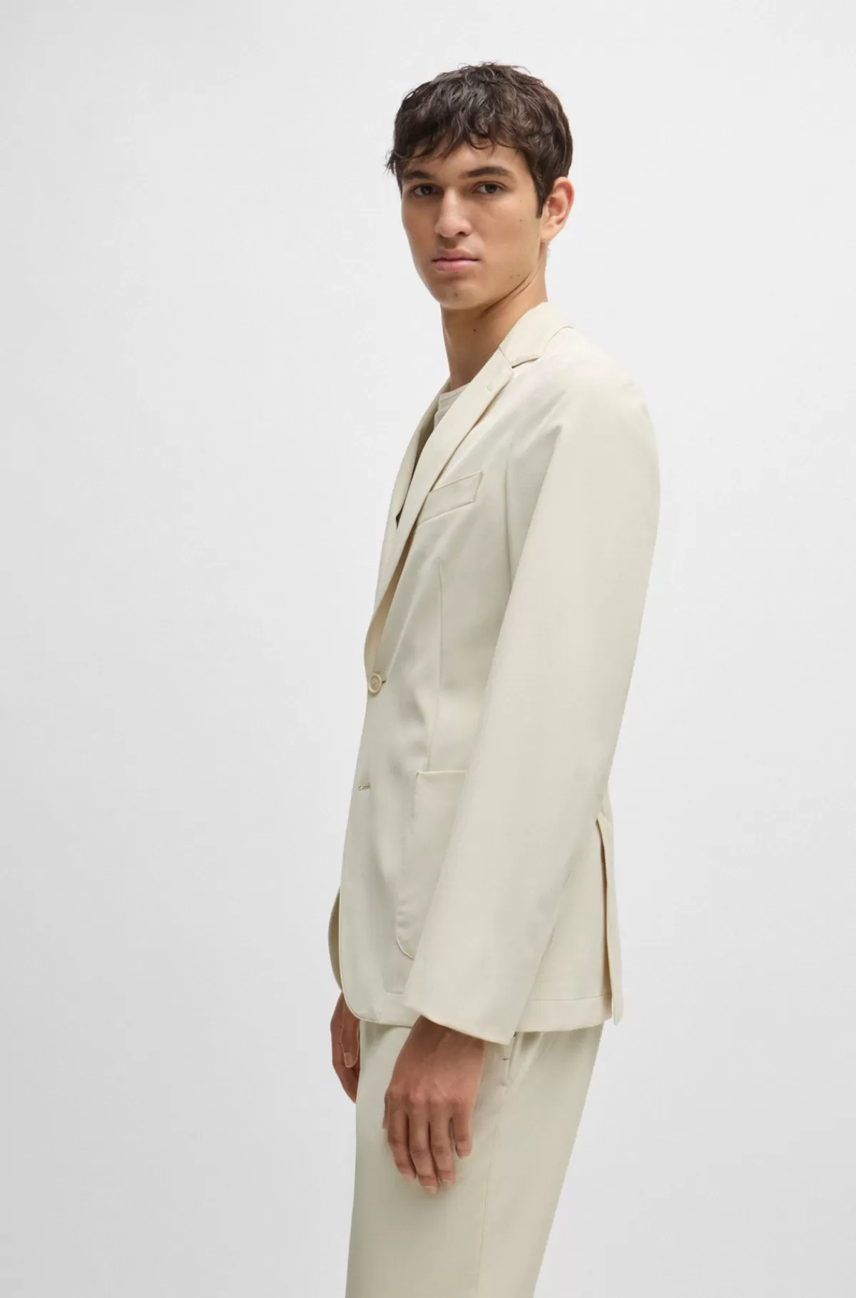 HUGO BOSS Jakke Med Slim Fit I Krølresistent Performance-stof Med Stræk Hvid Shop