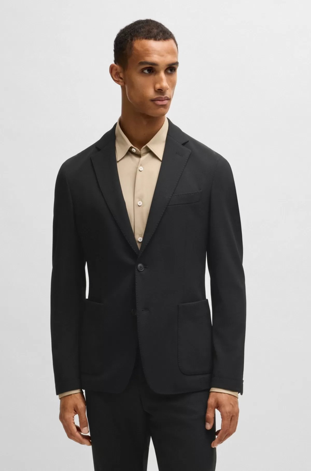 HUGO BOSS Jakke Med Slim Fit I åndbart Stof Med Stræk Sort Hot