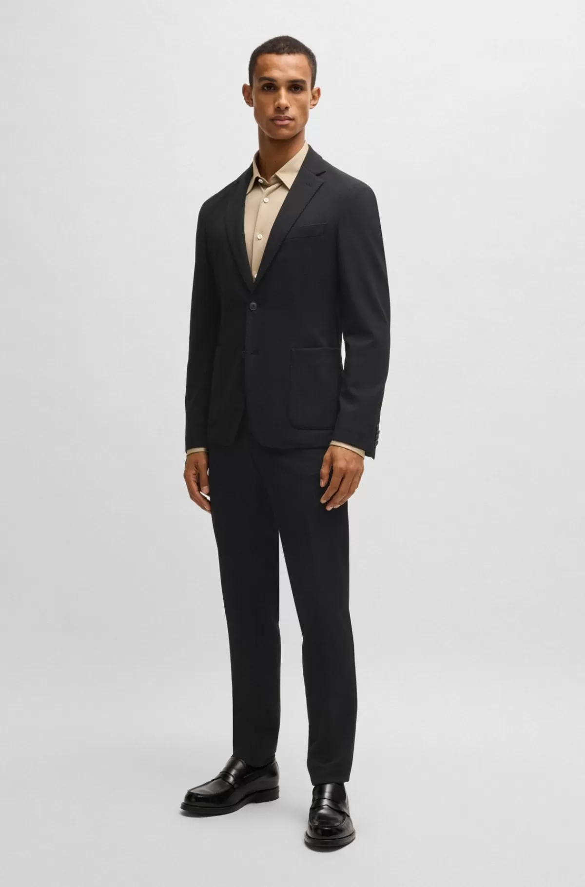 HUGO BOSS Jakke Med Slim Fit I åndbart Stof Med Stræk Sort Hot
