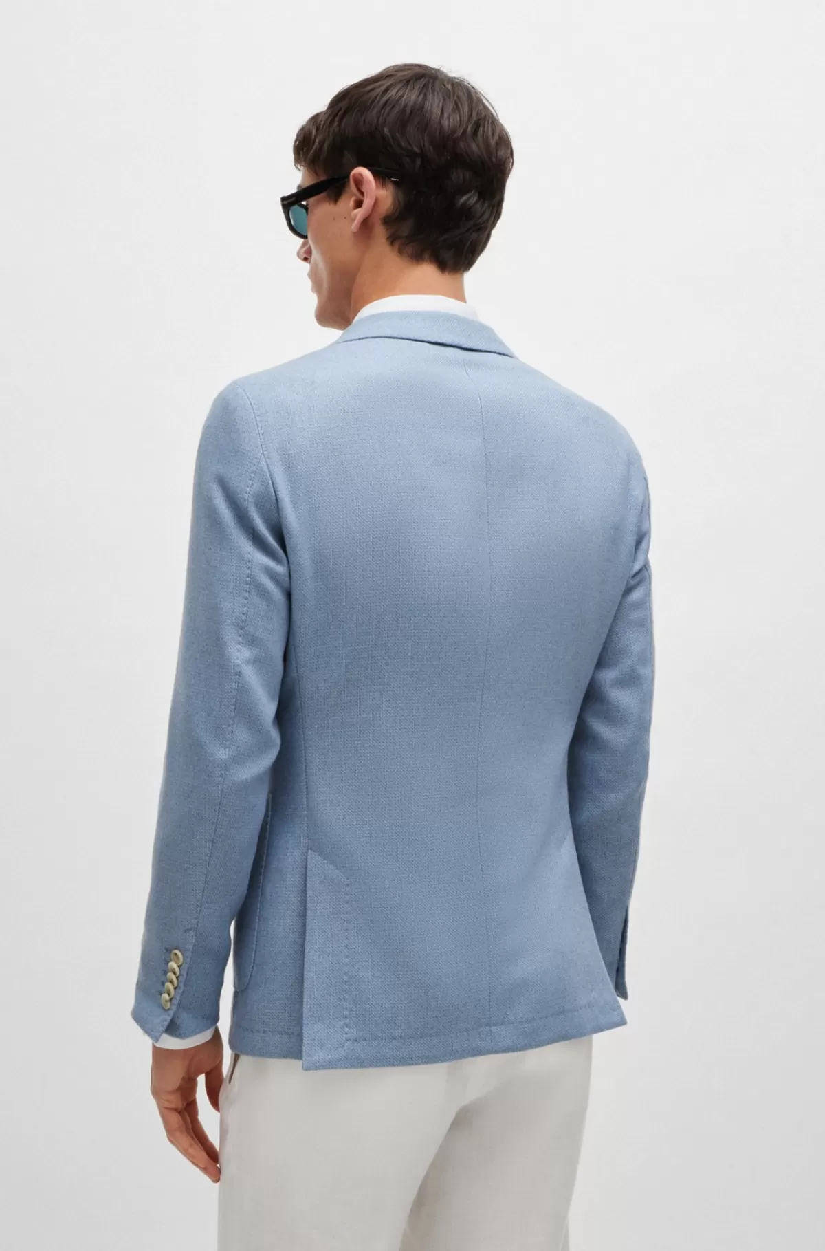 HUGO BOSS Jakke Med Slim Fit I Ny Uld, Silke Og Kashmir Lyseblå Fashion