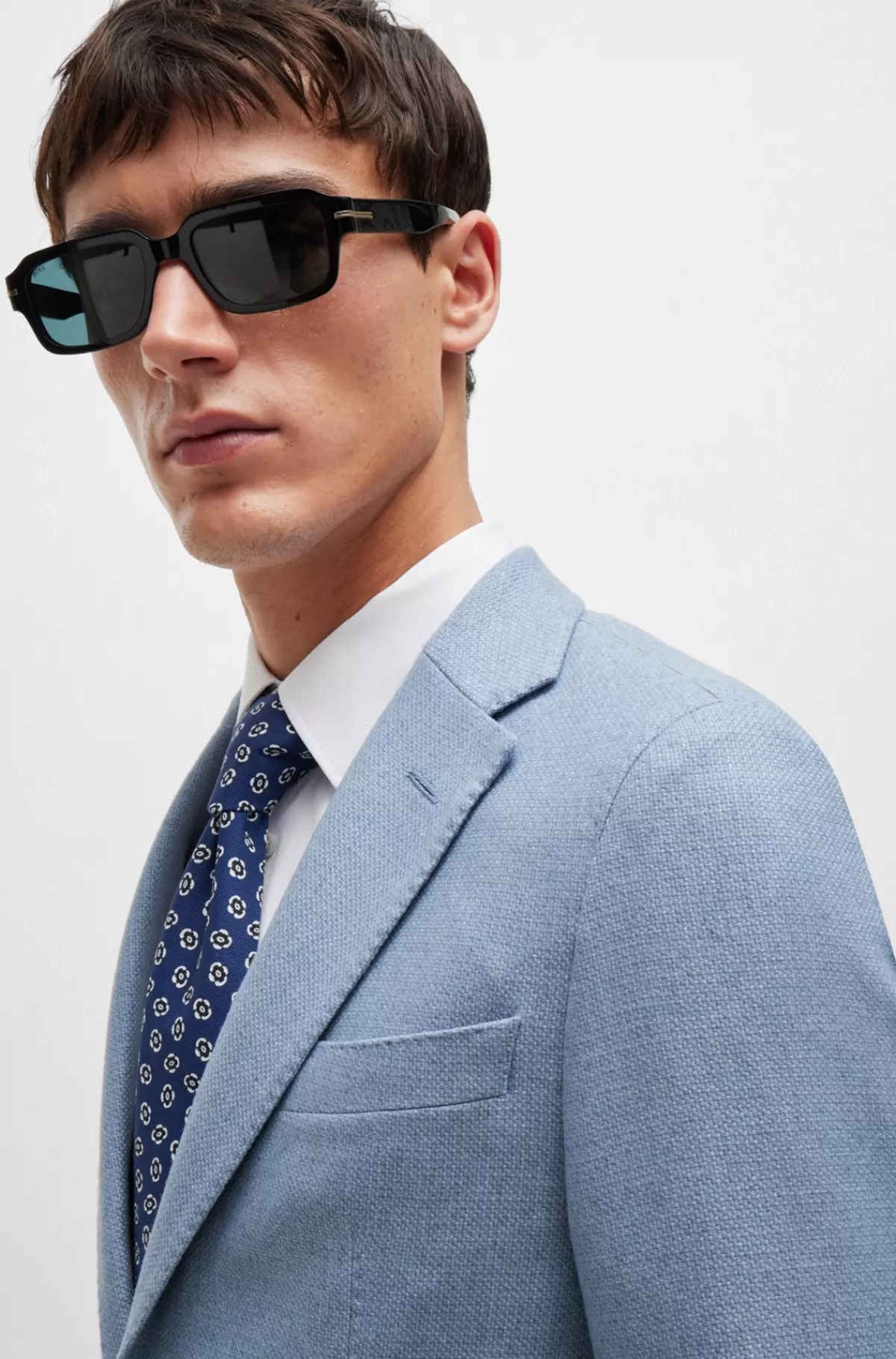 HUGO BOSS Jakke Med Slim Fit I Ny Uld, Silke Og Kashmir Lyseblå Fashion