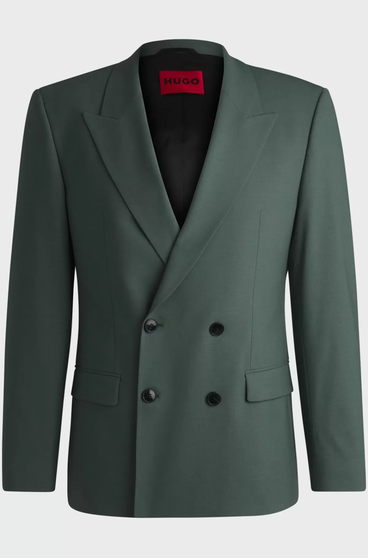 HUGO BOSS Jakke Med Slim Fit I Poplin Af Uldblanding Med Stræk Grøn Clearance