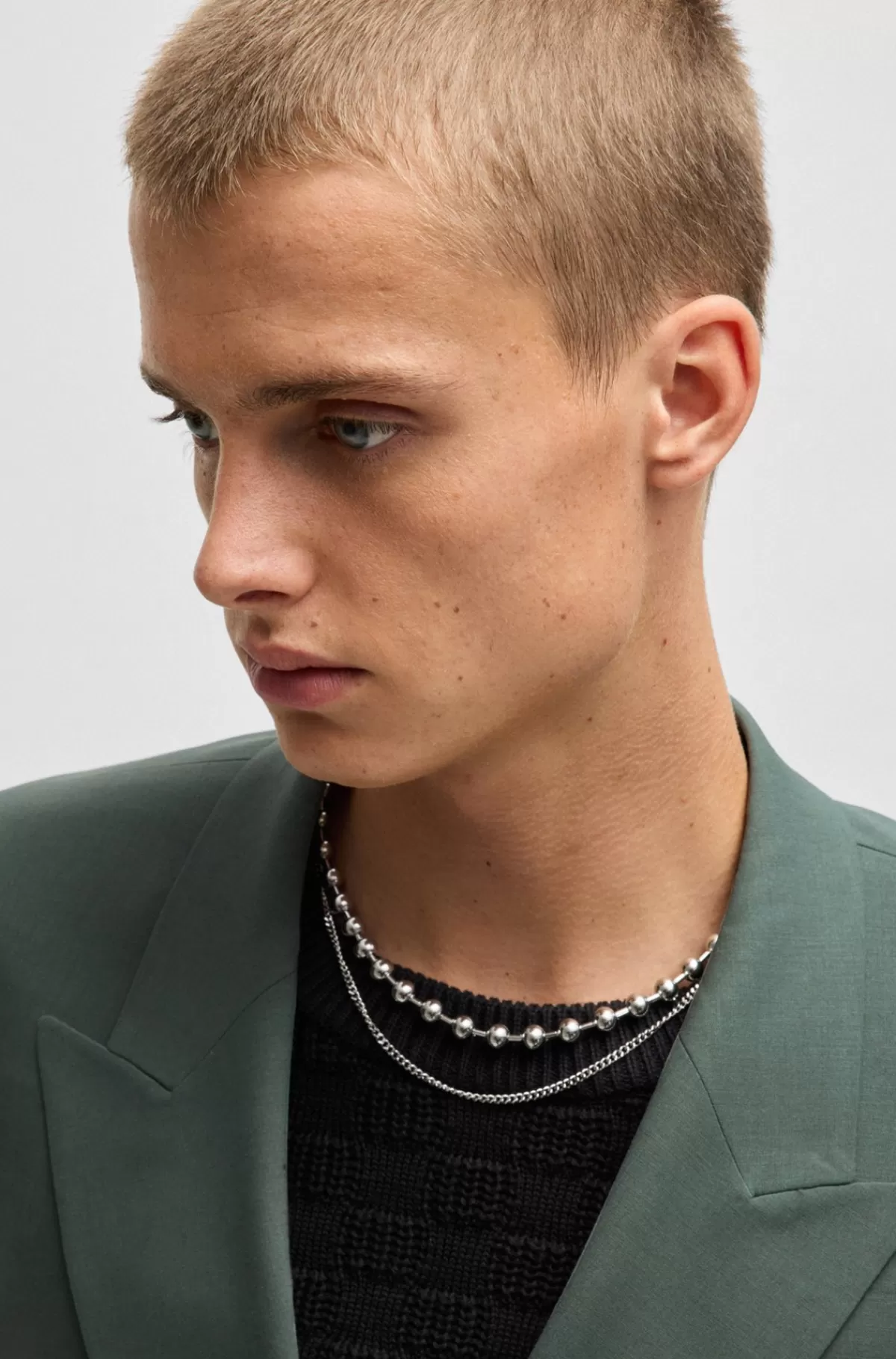 HUGO BOSS Jakke Med Slim Fit I Poplin Af Uldblanding Med Stræk Grøn Clearance