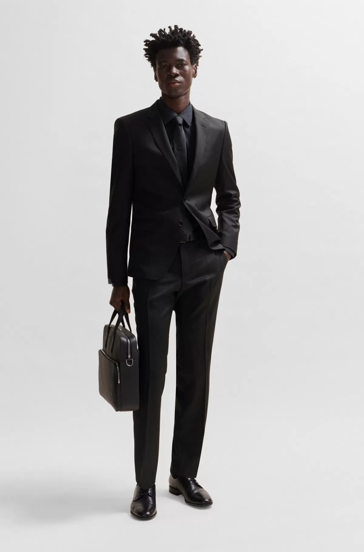 HUGO BOSS Jakke Med Slim Fit I Serge Af Ny Uld Sort Fashion