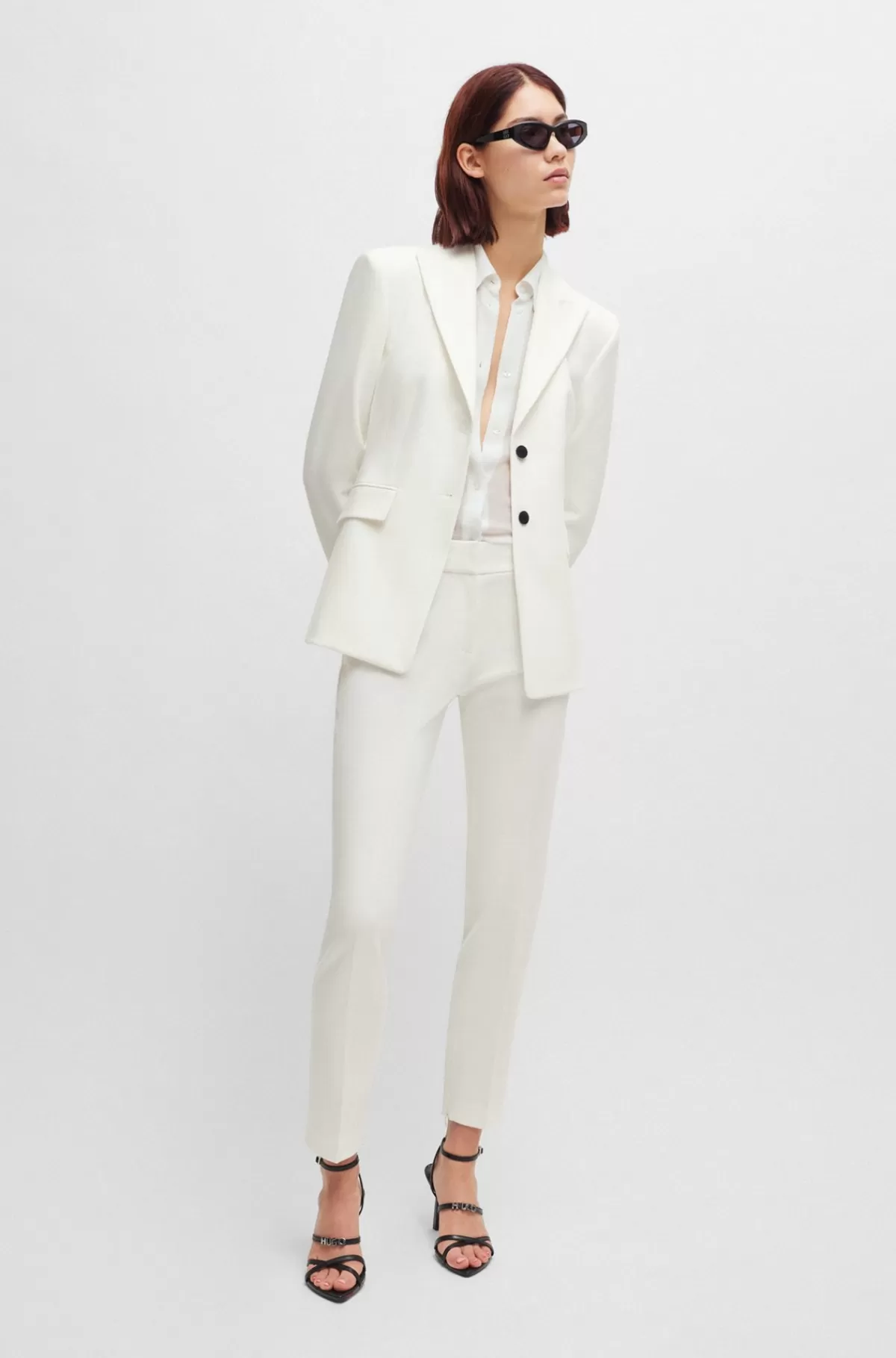 HUGO BOSS Jakke Med Slim Fit I Stof Med Stræk Hvid Online