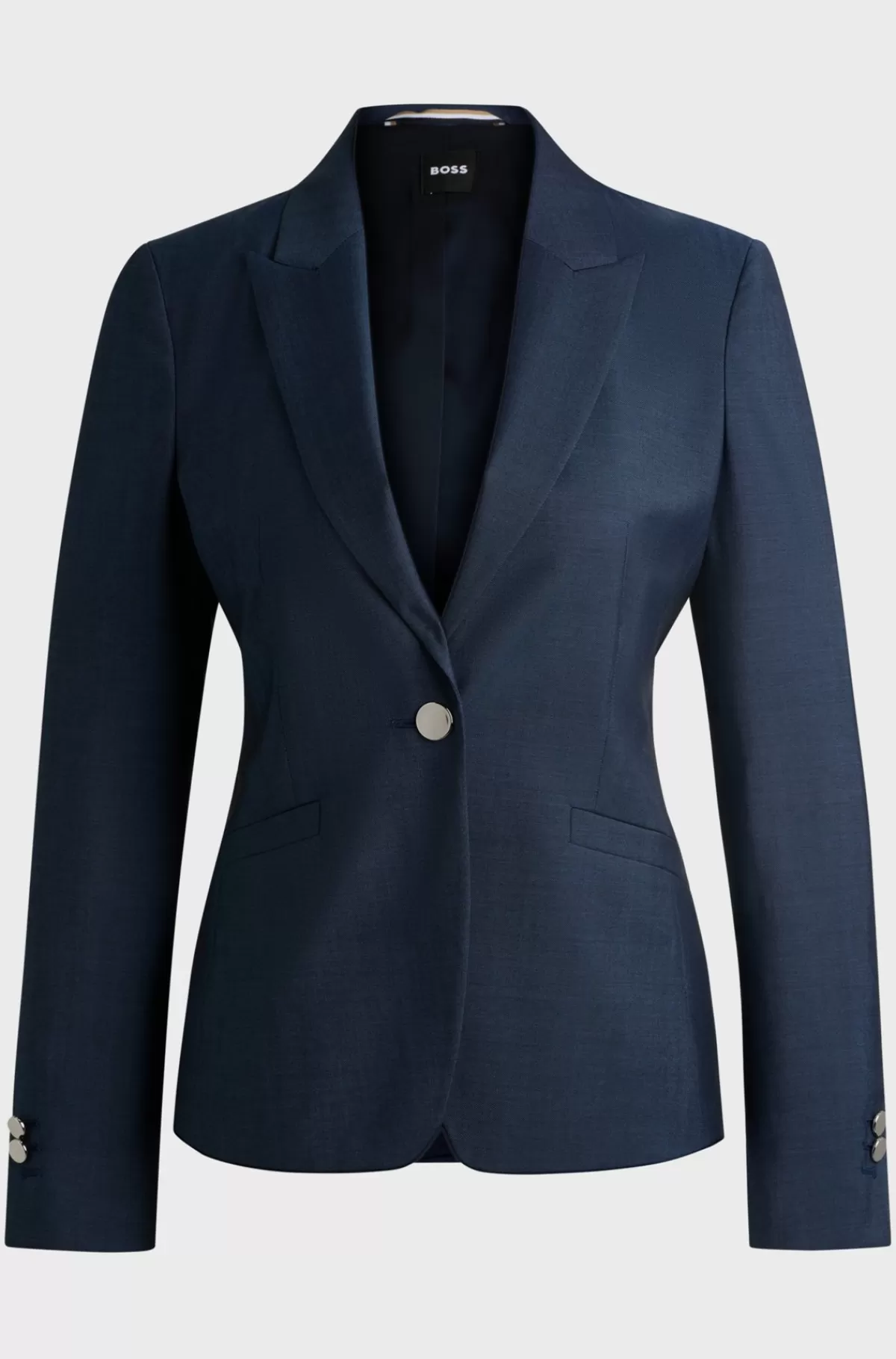 HUGO BOSS Jakke Med Slim Fit I Twillvævet Ny Uld Med Denimeffekt Mørkeblå Hot