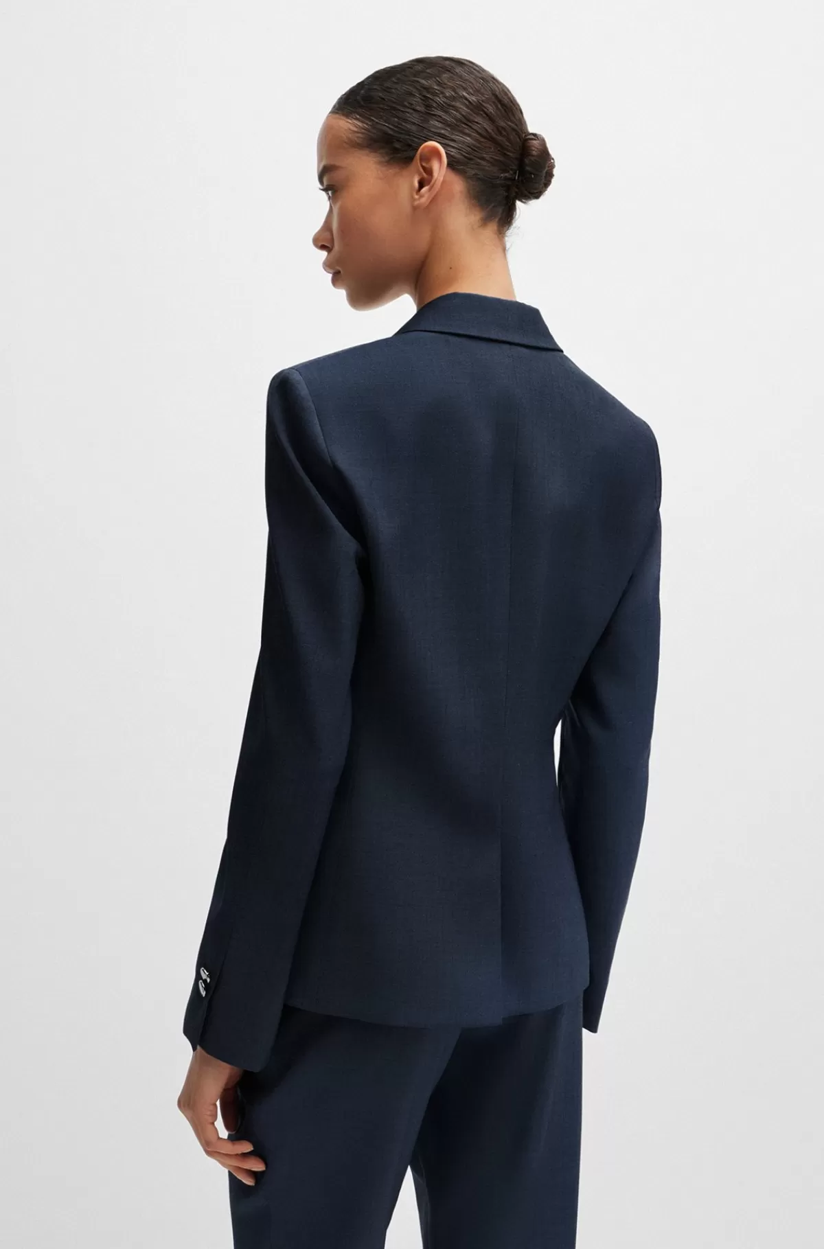 HUGO BOSS Jakke Med Slim Fit I Twillvævet Ny Uld Med Denimeffekt Mørkeblå Hot