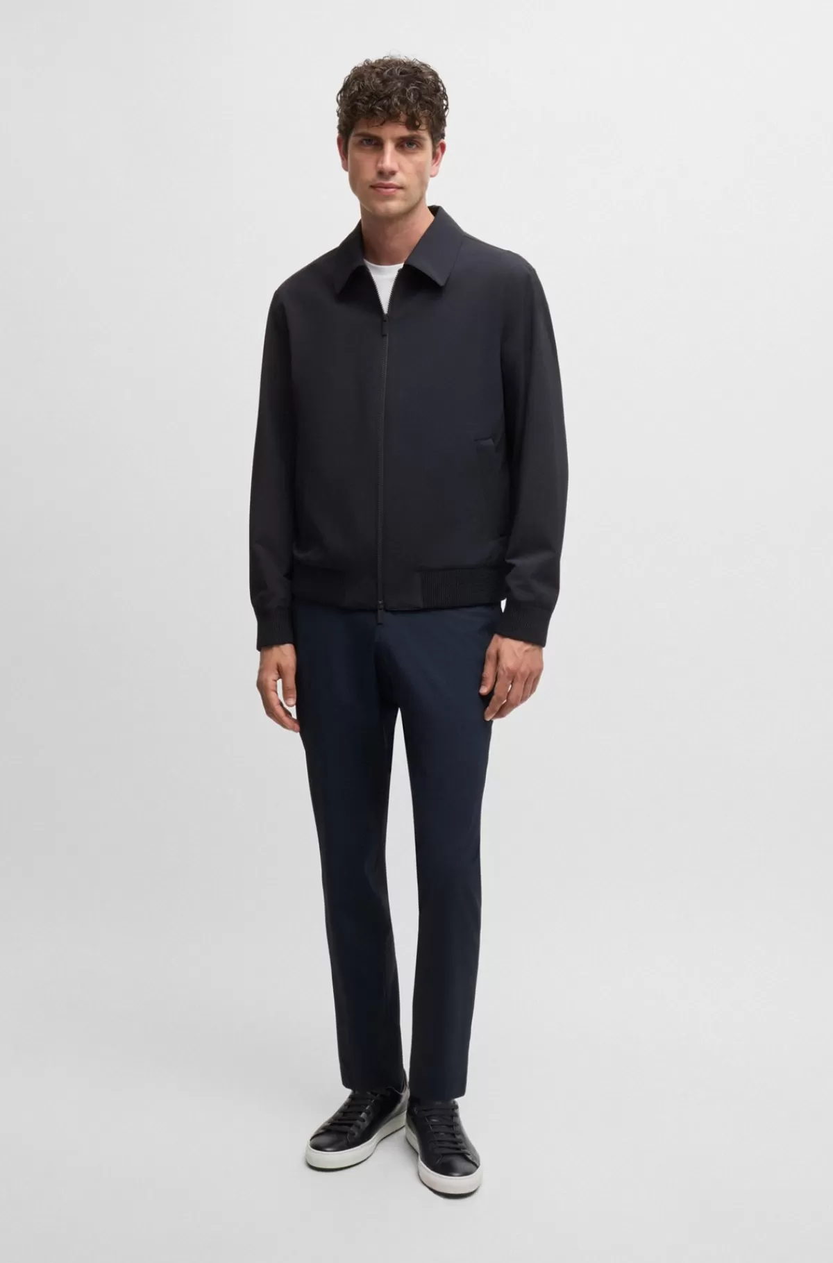 HUGO BOSS Jakke Med Slim Fit I Vandskyende Performance-stof Med Stræk Mørkeblå New