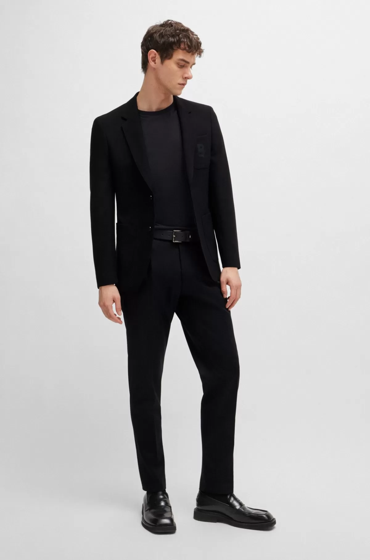 HUGO BOSS Jakke Med Slim Fit Og Dobbelt B-monogram Sort Clearance