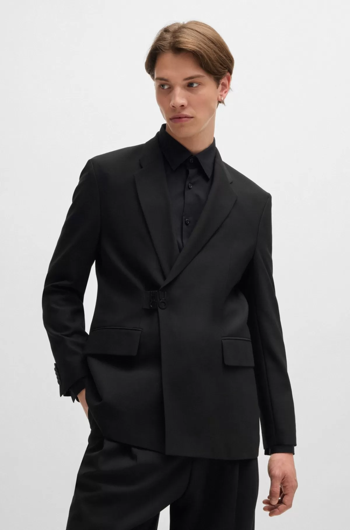 HUGO BOSS Jakke Med Slim Fit Og Logolukning Sort Shop