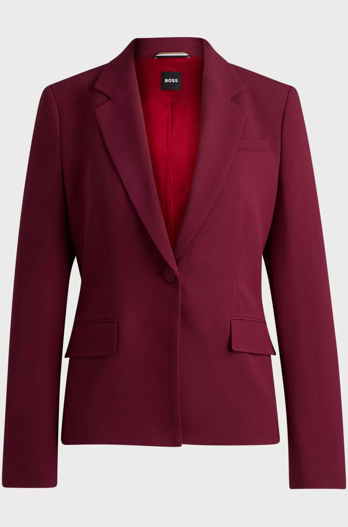 HUGO BOSS Jakke Med Slim Fit Og Lukning Med En Enkelt Knap Mørkerød Best Sale