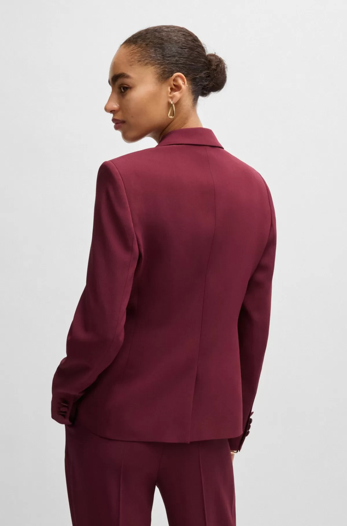 HUGO BOSS Jakke Med Slim Fit Og Lukning Med En Enkelt Knap Mørkerød Best Sale