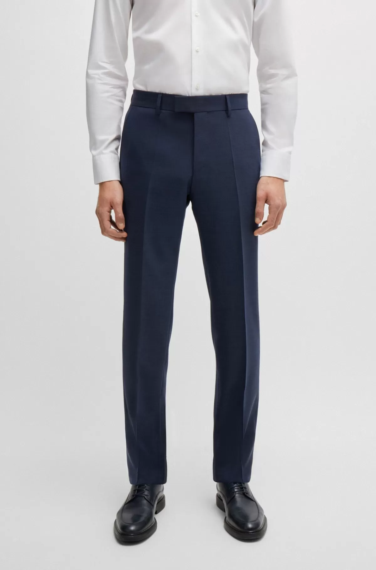HUGO BOSS Jakkesæt I Regular Fit Af Stof Med Stræk Og Mikromønster Mørkeblå Cheap