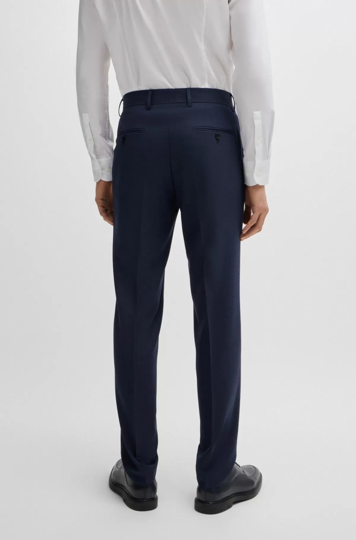 HUGO BOSS Jakkesæt I Regular Fit Af Stof Med Stræk Og Mikromønster Mørkeblå Cheap