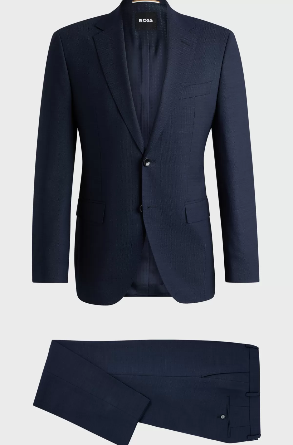 HUGO BOSS Jakkesæt I Regular Fit Af Stof Med Stræk Og Mikromønster Mørkeblå Cheap
