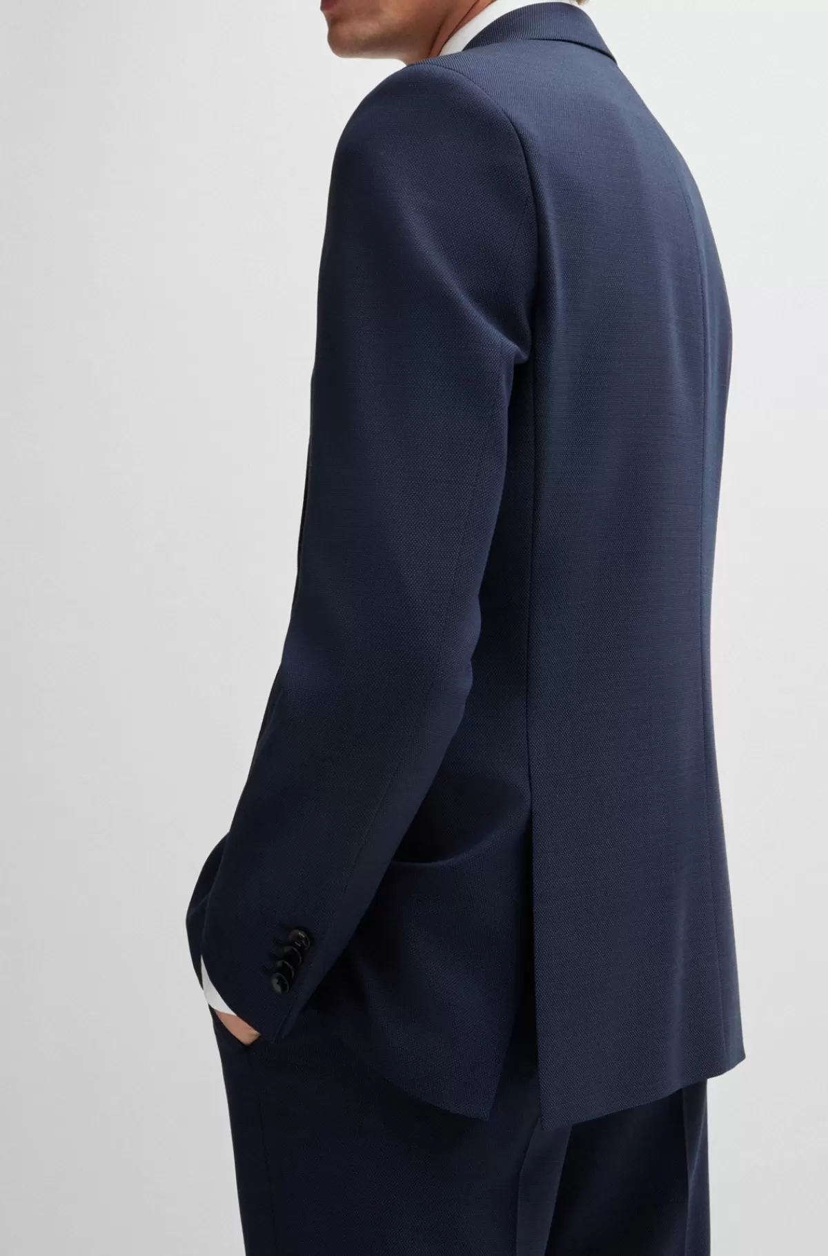 HUGO BOSS Jakkesæt I Regular Fit Af Stof Med Stræk Og Mikromønster Mørkeblå Cheap