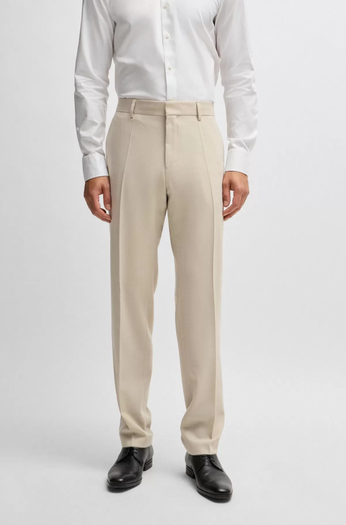 HUGO BOSS Jakkesæt I Tre Dele I Slim Fit Af Stof Med Mikromønster Lys beige Clearance