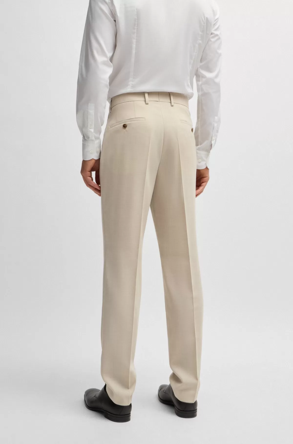 HUGO BOSS Jakkesæt I Tre Dele I Slim Fit Af Stof Med Mikromønster Lys beige Clearance