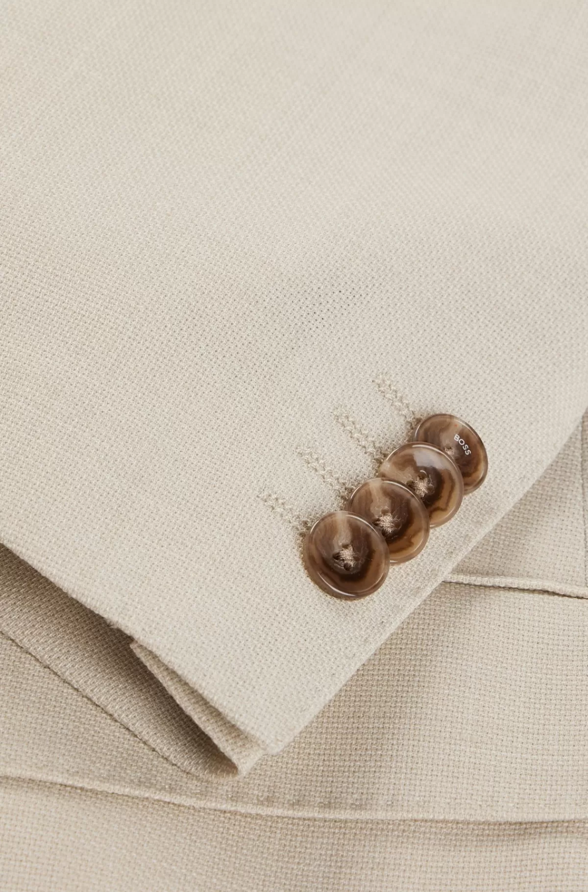 HUGO BOSS Jakkesæt I Tre Dele I Slim Fit Af Stof Med Mikromønster Lys beige Clearance