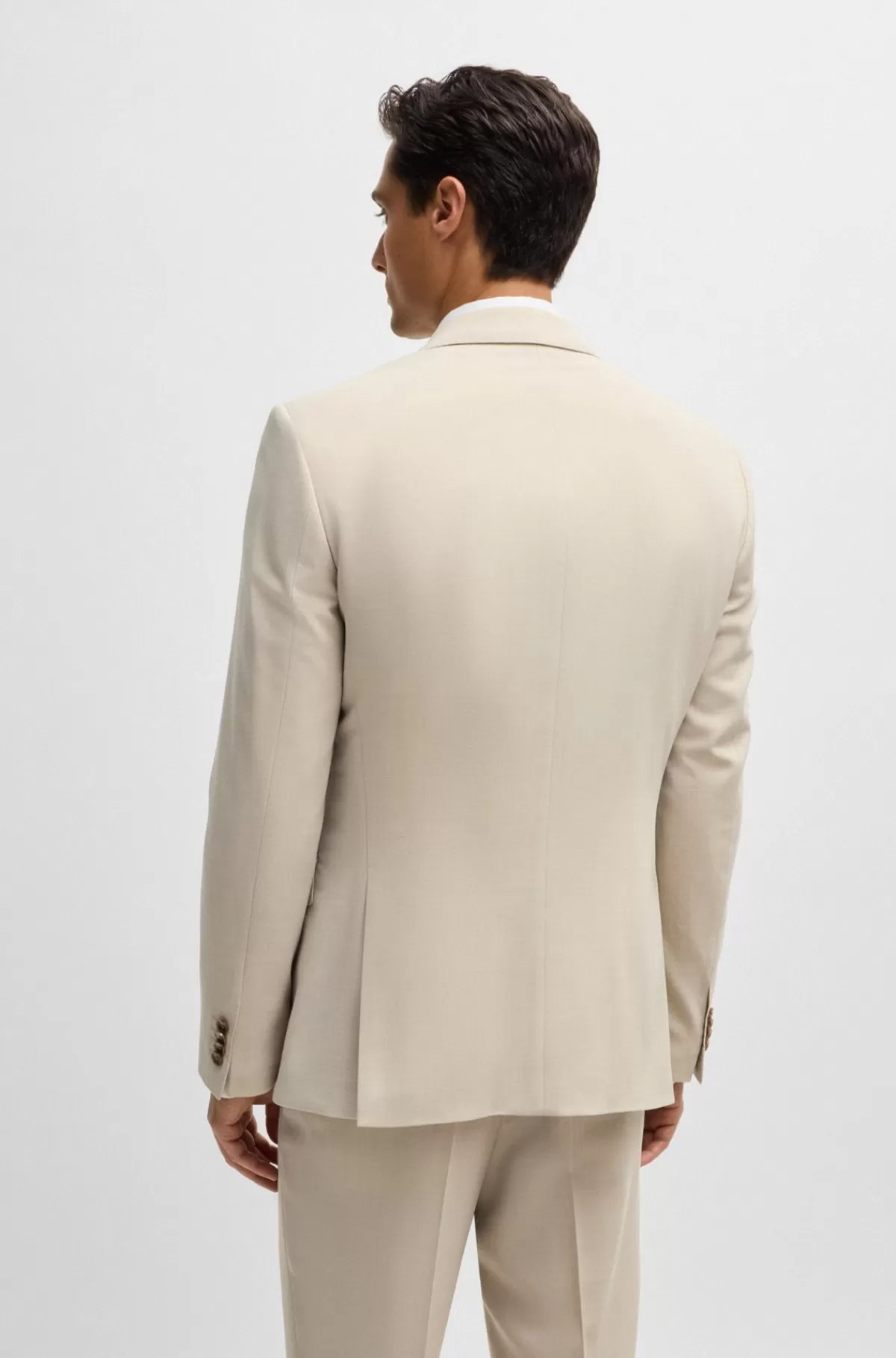 HUGO BOSS Jakkesæt I Tre Dele I Slim Fit Af Stof Med Mikromønster Lys beige Clearance