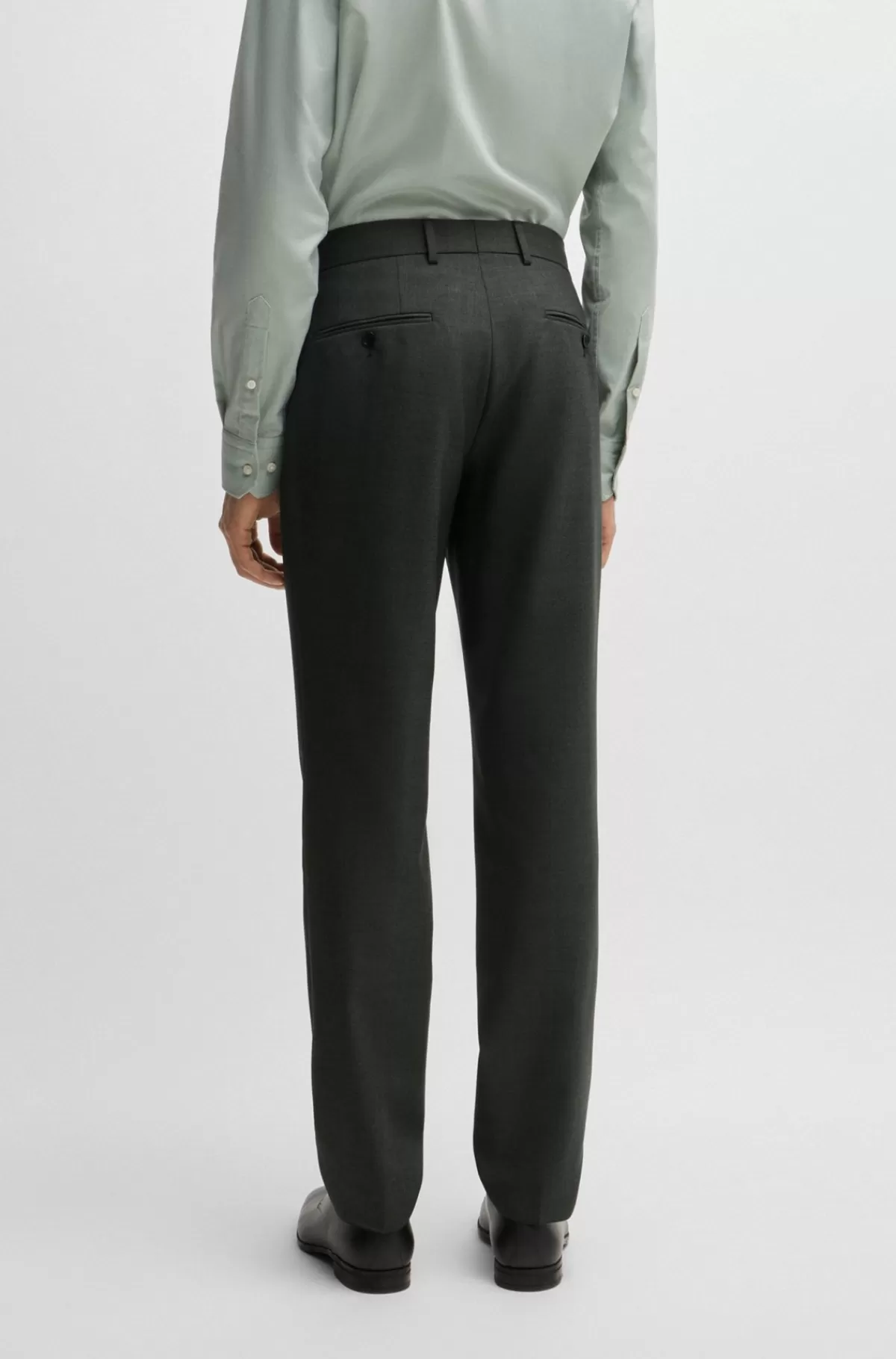 HUGO BOSS Jakkesæt I Tre Dele Med Regular Fit Af Meleret Ny Uld Lysegrøn Best