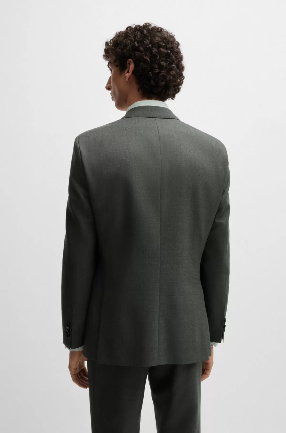 HUGO BOSS Jakkesæt I Tre Dele Med Regular Fit Af Meleret Ny Uld Lysegrøn Best