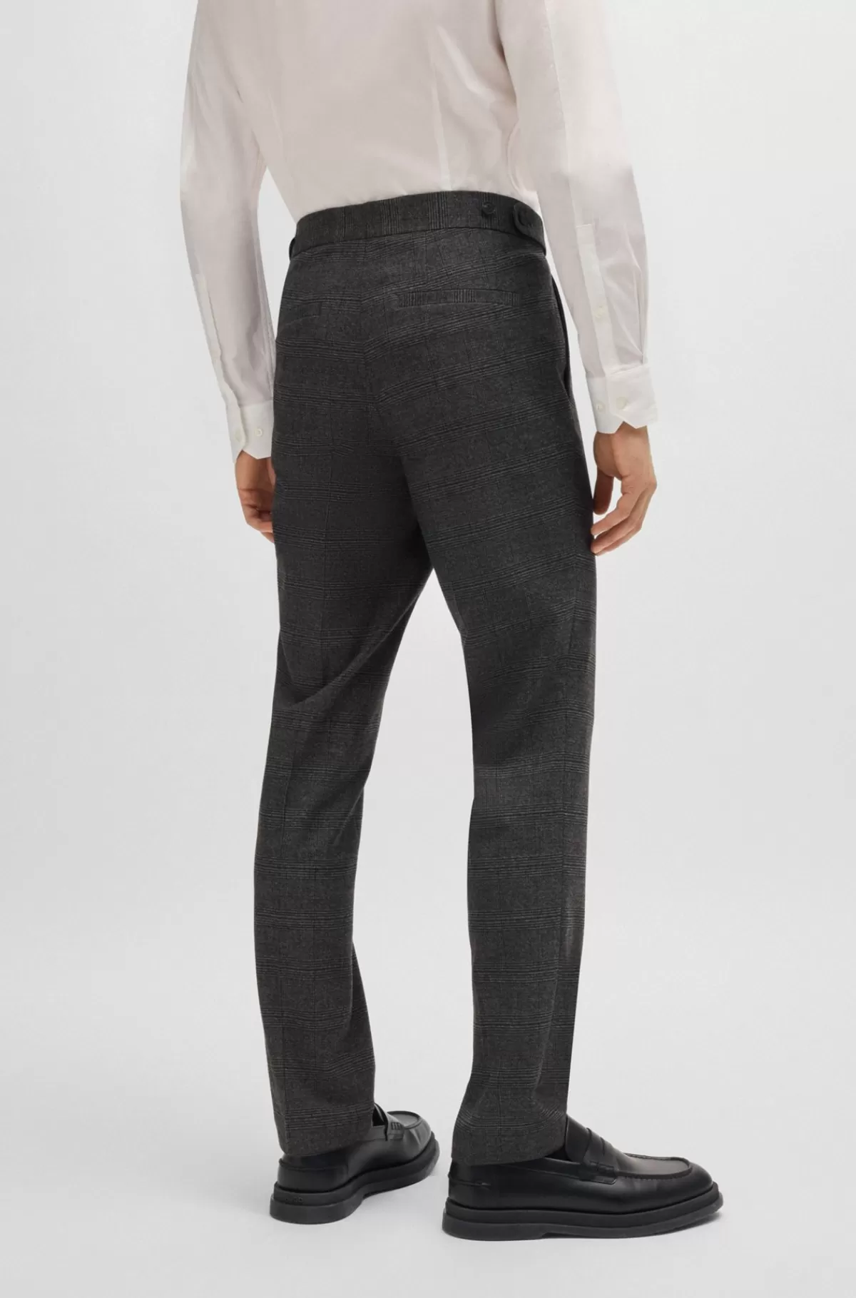 HUGO BOSS Jakkesæt I Tre Dele Med Regular Fit I Ternet Flannel Grå New