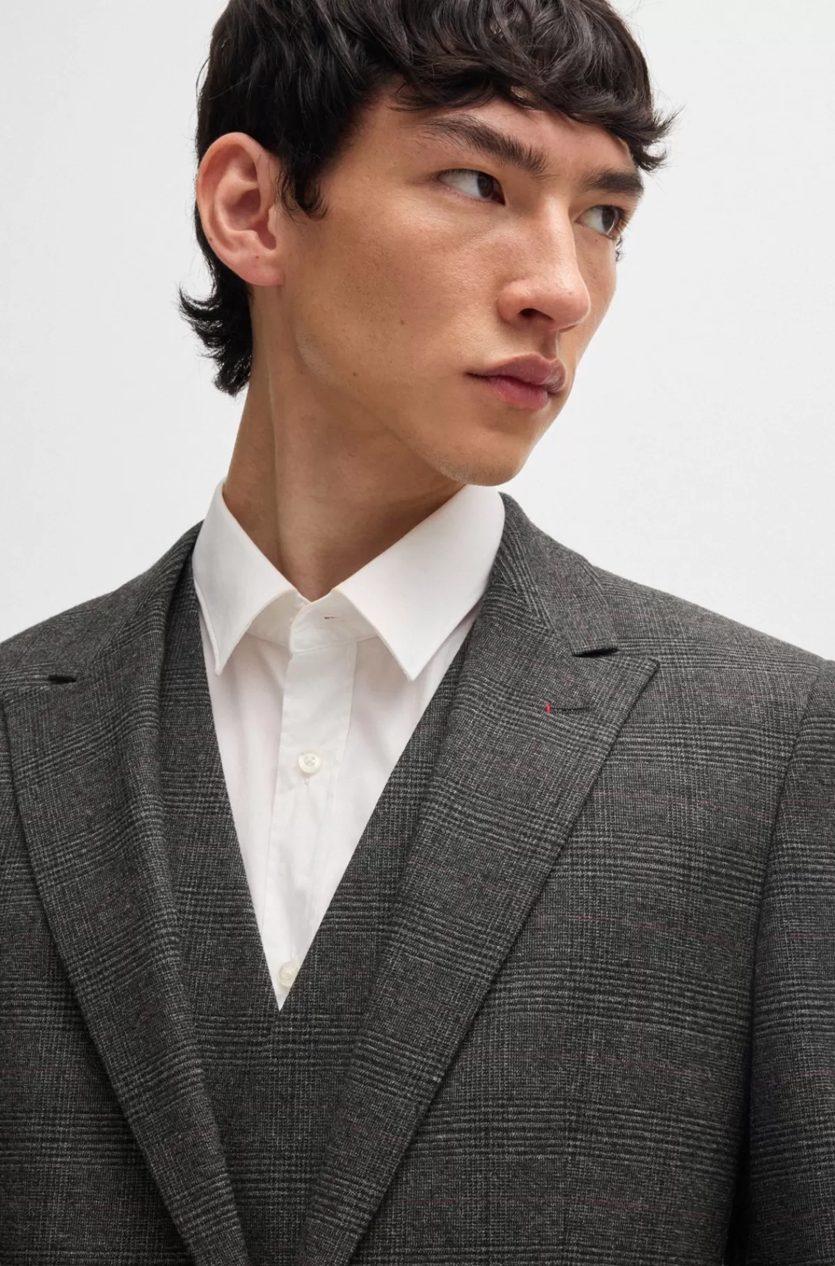 HUGO BOSS Jakkesæt I Tre Dele Med Regular Fit I Ternet Flannel Grå New